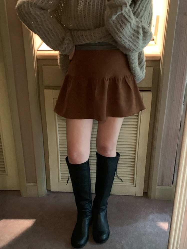 [Skirt] Flare shirring skirt / 2 colors