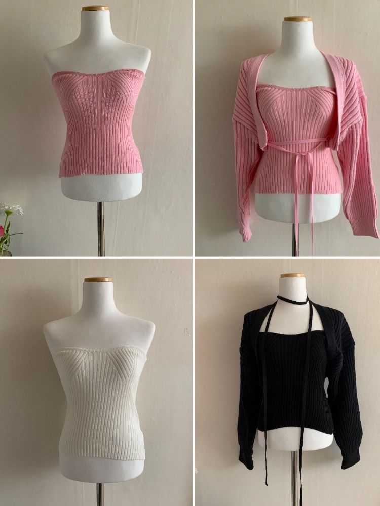 [PREMIUM] [Top] Vanessa bustier knit top / 3 colors