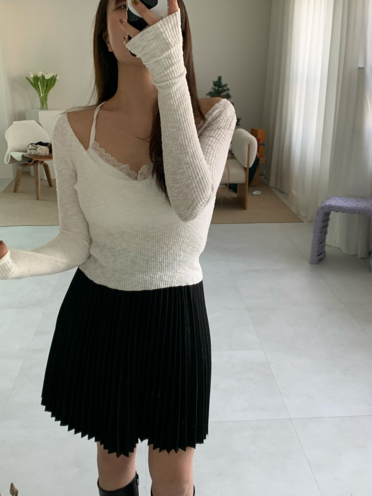 [Skirt] Wool pleats mini skirt / 2 colors