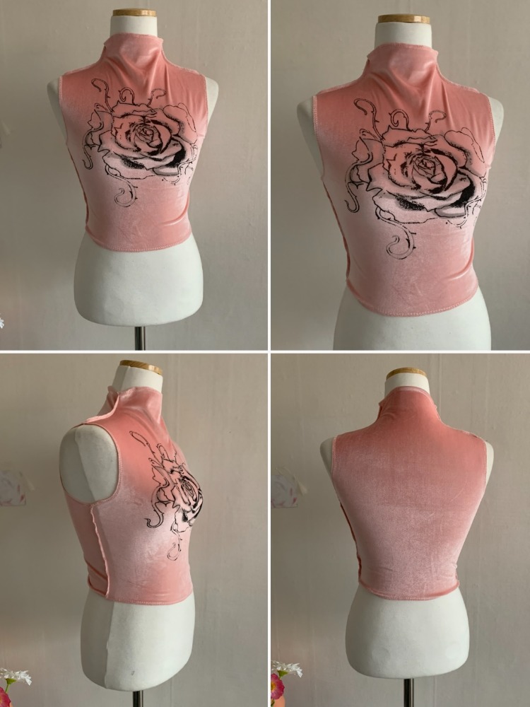 [Top / Innerwear] Rosy peach velvet sleeveless / one color