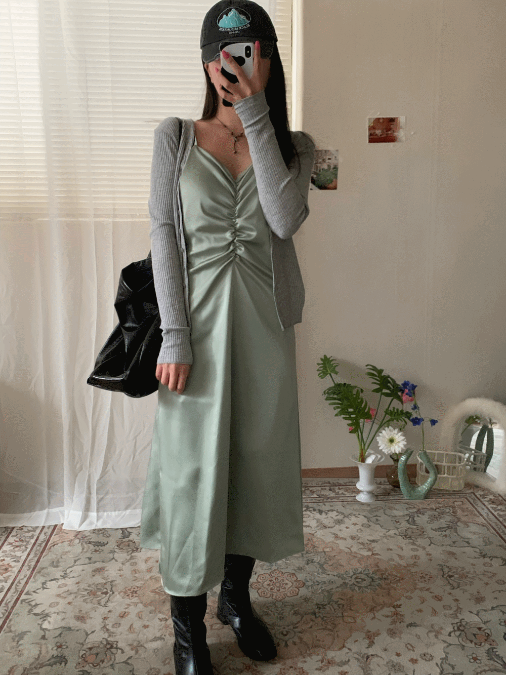 [Dress] [PREMIUM] Rina shirring slip dress / 3 colors