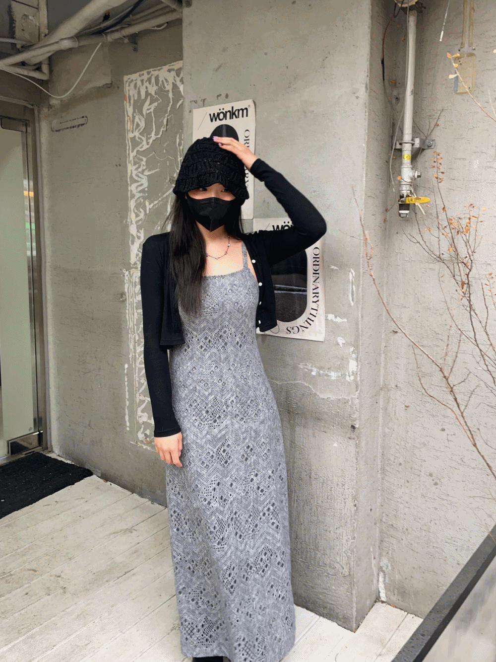 [Dress] [PREMIUM] Crochet lace knit dress / 2 colors