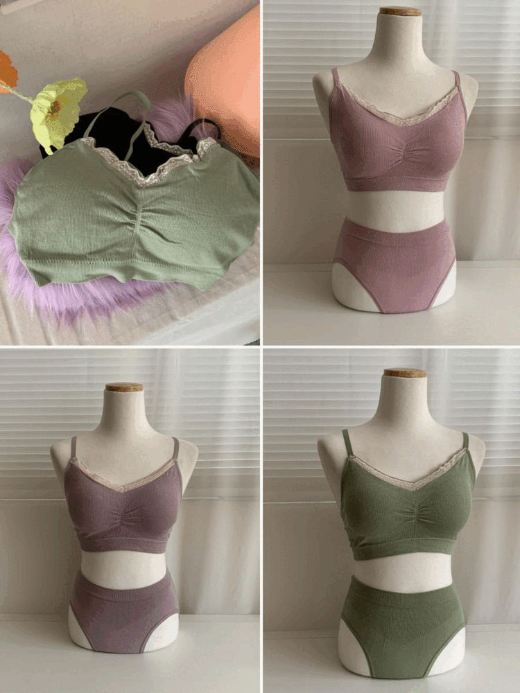 [Innerwear] Honeydew lace bralette &amp; underwear set / 5 colors