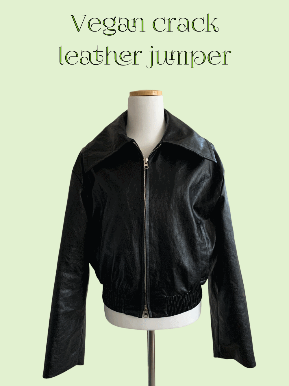 [Outer] Vegan crack leather jumper / one color