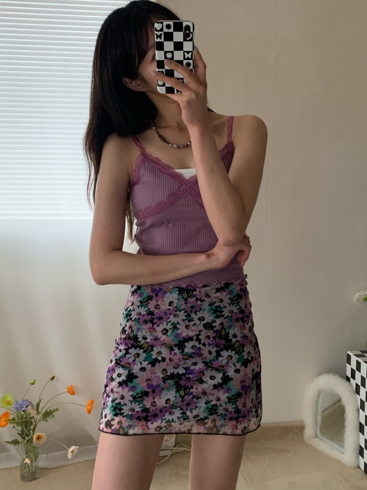 [Skirt] Mona flower skirt : violet