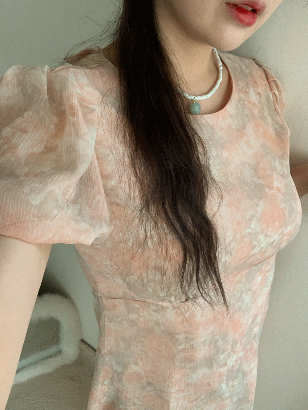 [Dress] Blooming peach dress / one color
