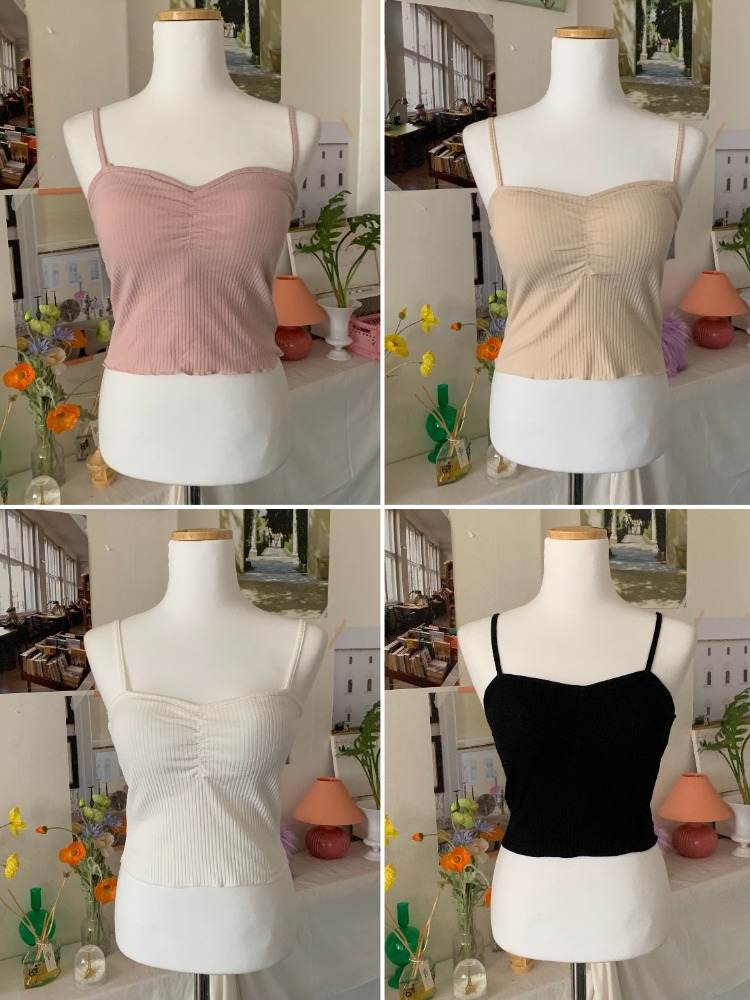 (패드내장) [Innerwear] Lyn shirring bra top / 4 colors