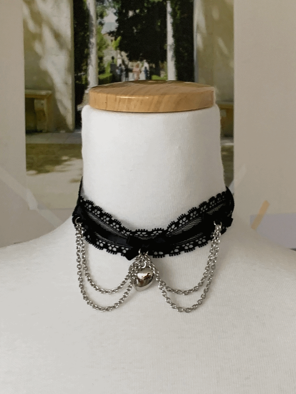 [Acc] Lace heart choker / one color