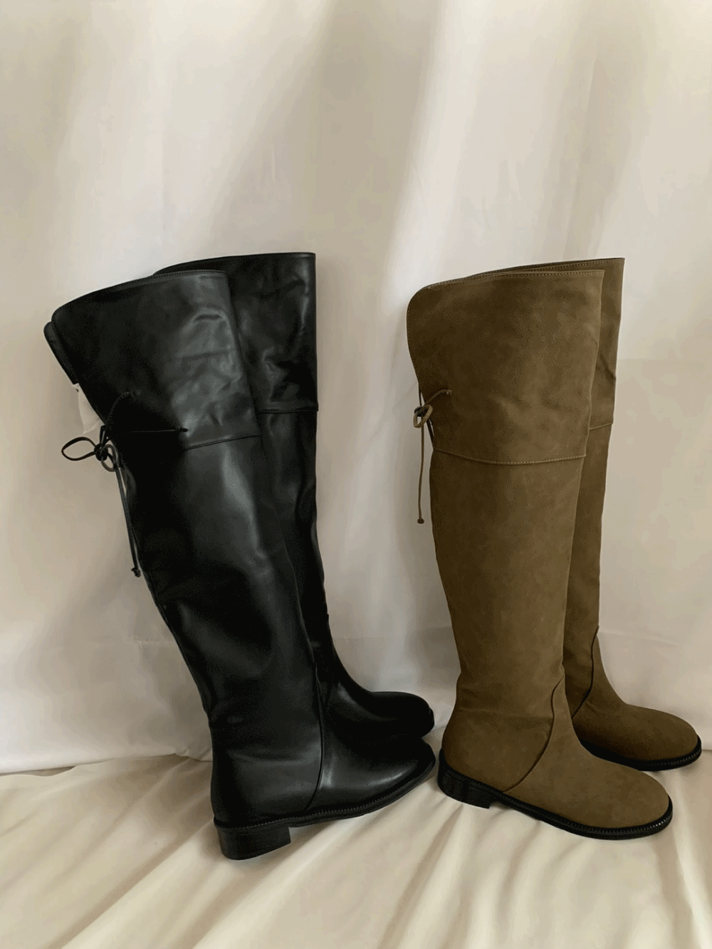 [Shoes] Vintage Two-way High Ribbon Boots / 2 colors