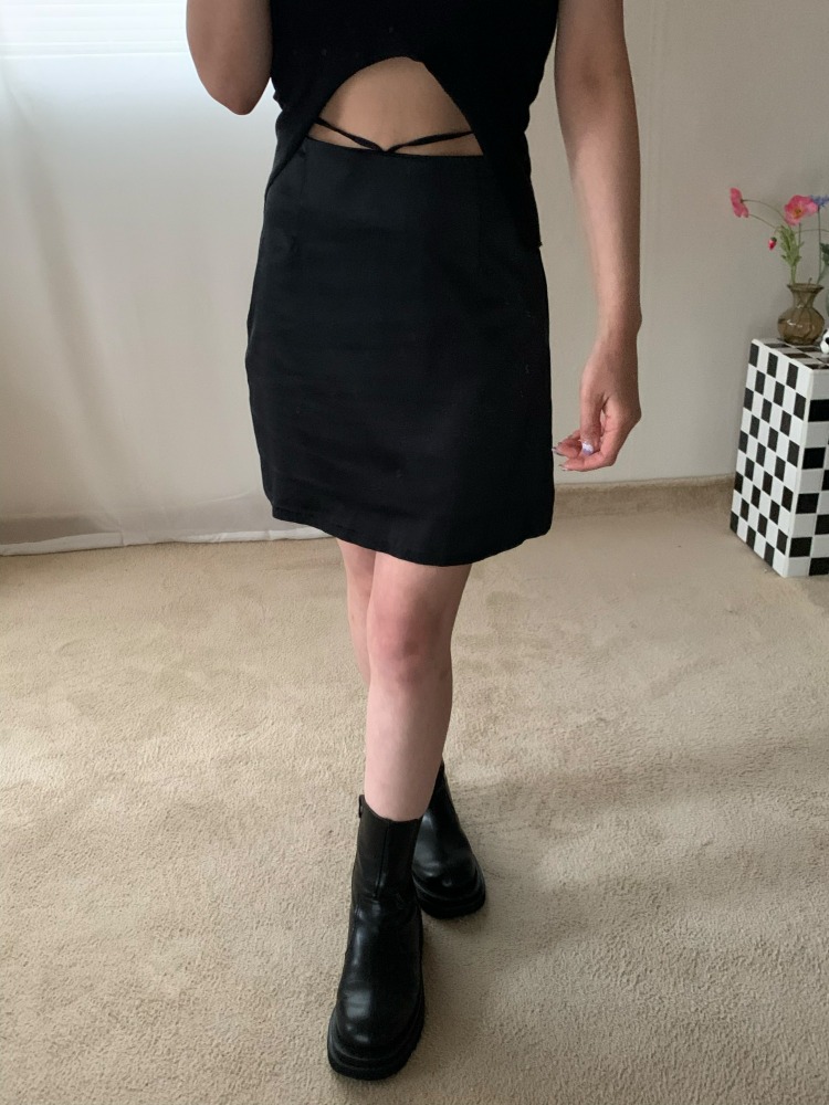 [Skirt] Fay strap satin mini skirt / 2 colors
