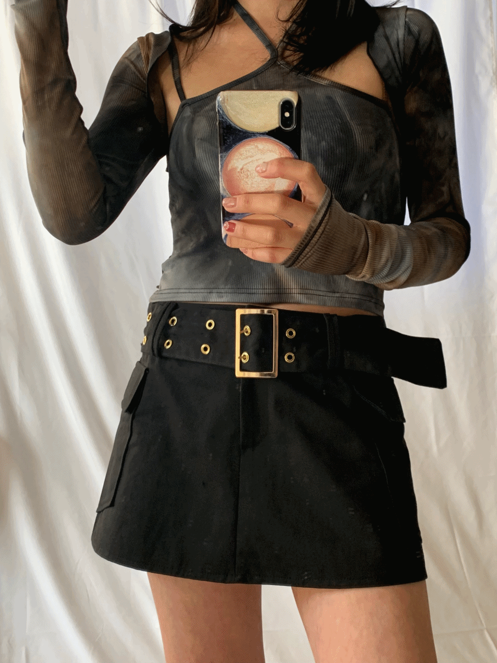 [Skirt] Belt Buckle Cargo Mini Skirt-pants / 3 colors