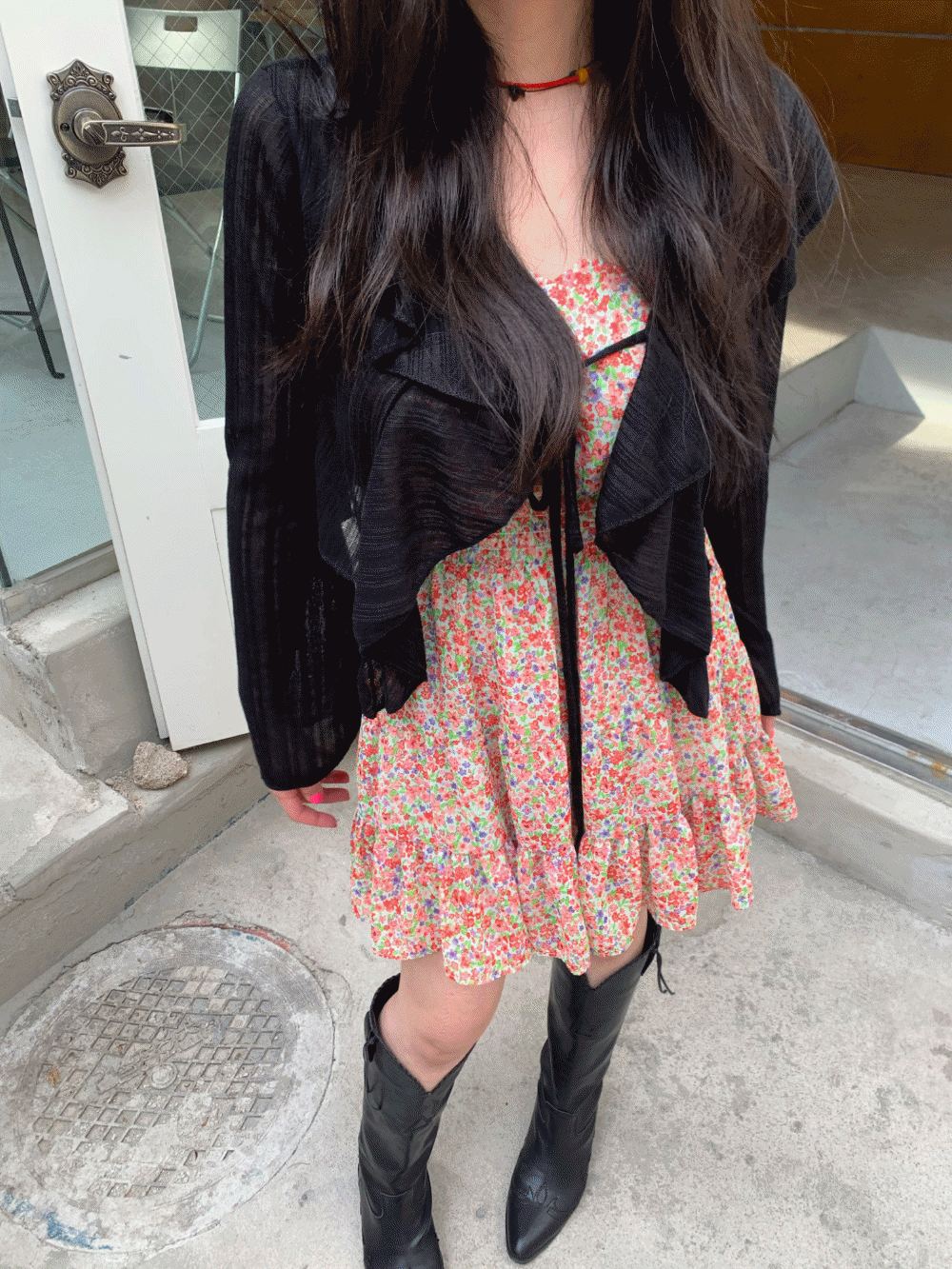 (재입고!) [PREMIUM] [Dress] Shirley Floral Smoke Mini Dress / 2 colors