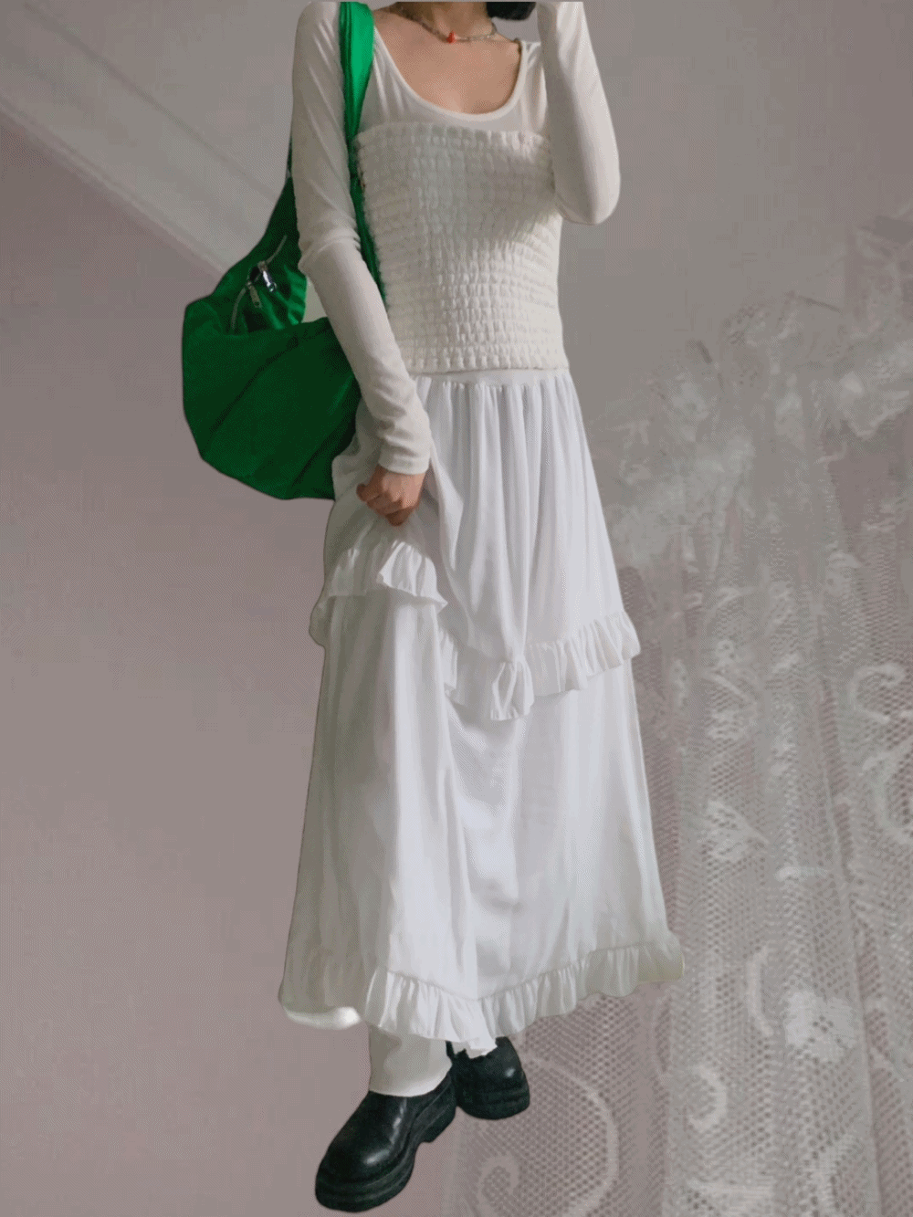 [PREMIUM] [Dress] Rena Unbalance Maxi Frill Dress / 3 colors
