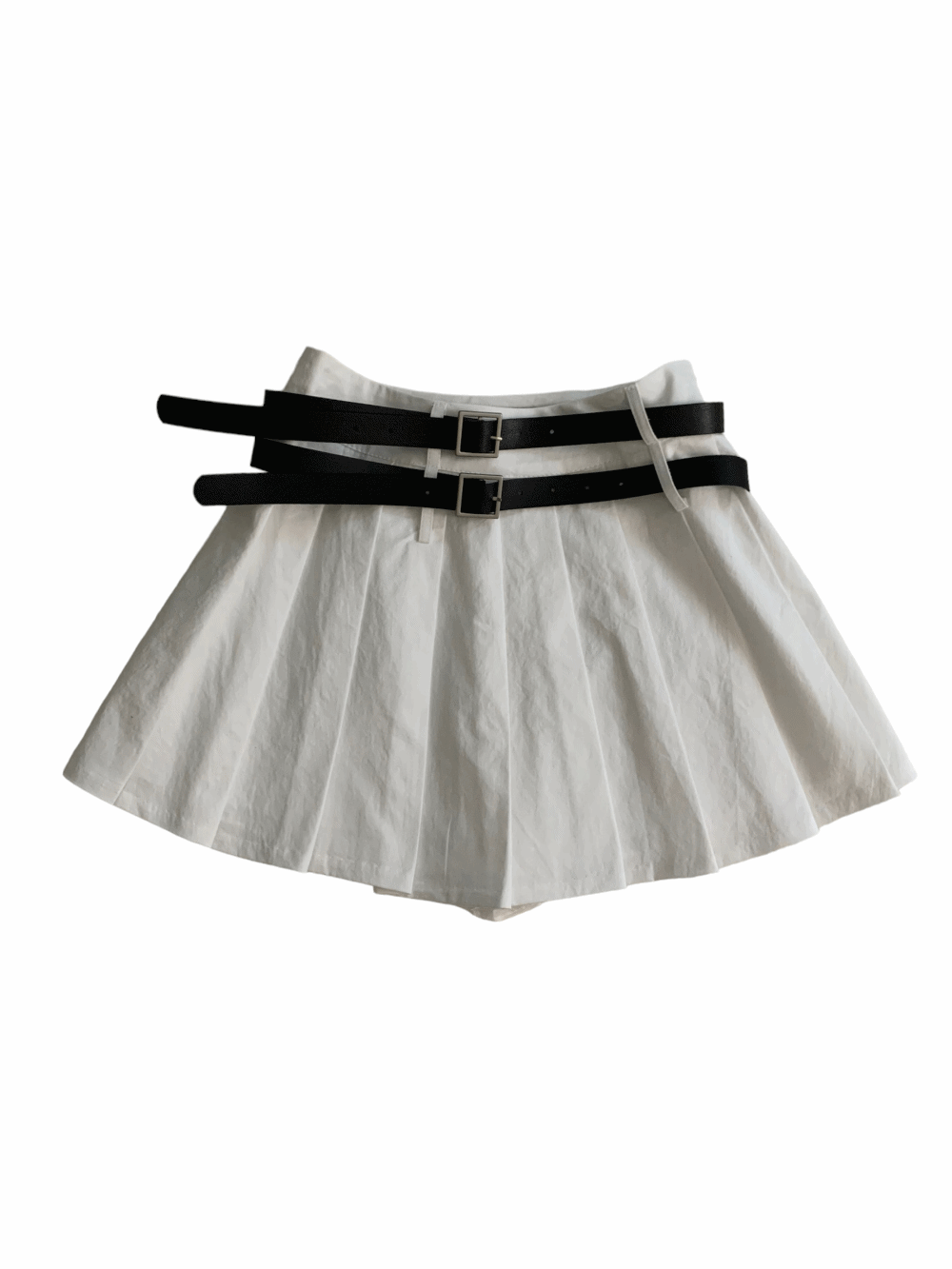 [PREMIUM] [Skirt] Double Belted Pleats Mini Skirt-pants (벨트 세트) / 2 colors