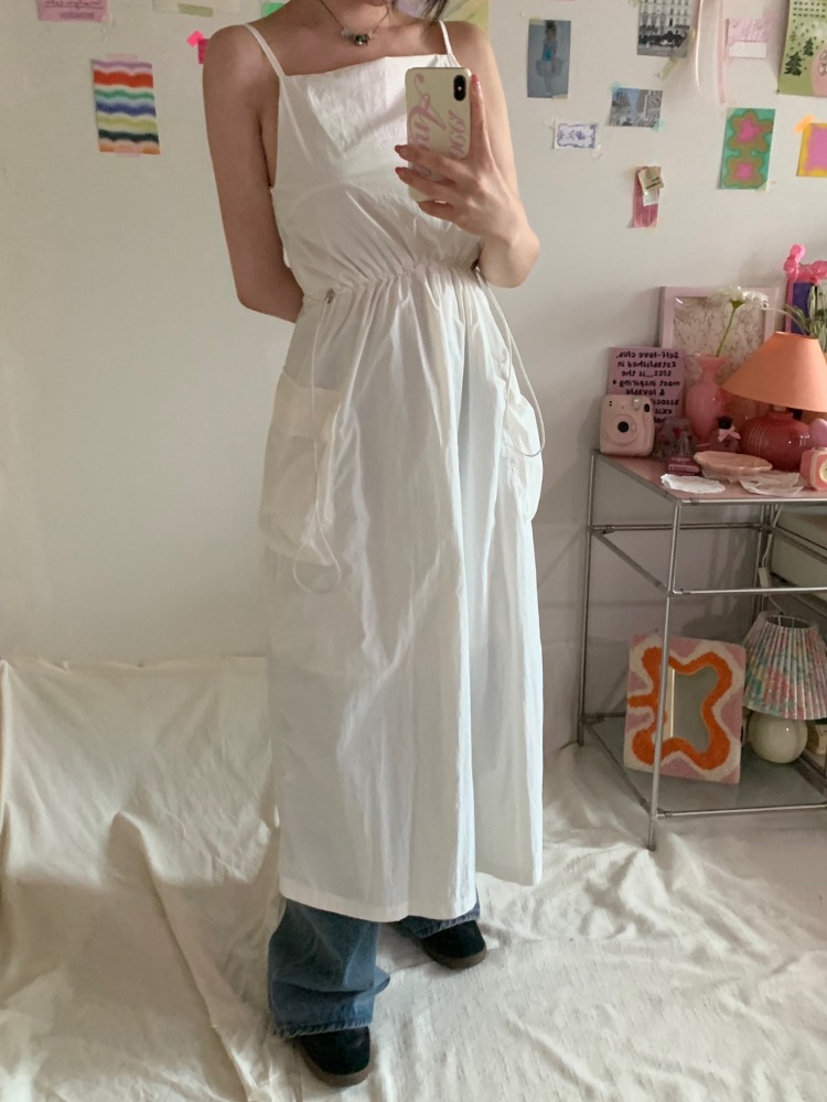 [Dress] Nylon Pocket Slip Dress / 2 colors