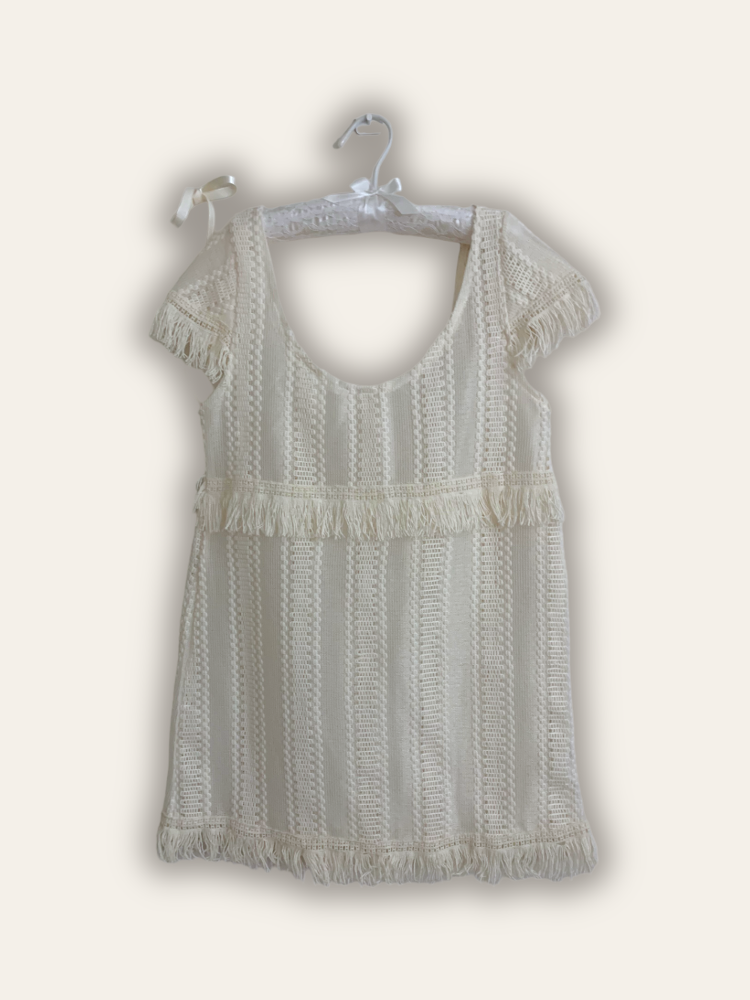 [Top/ Dress] Bohem Tassel Lace Knit Dress / 2 colors