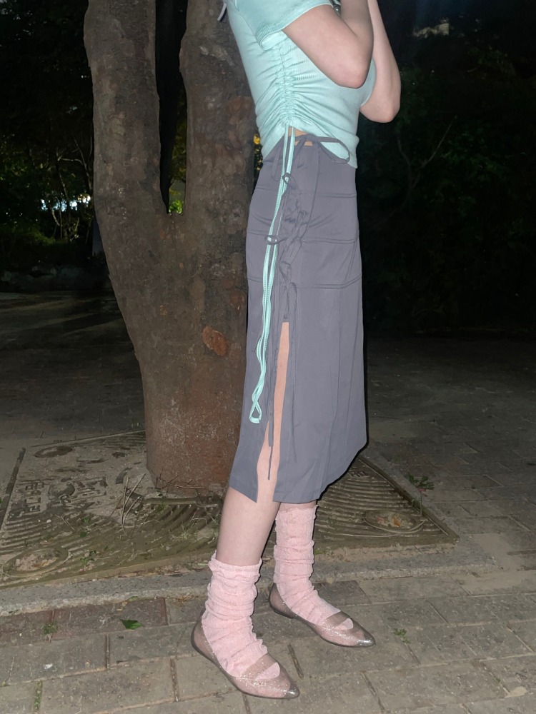 [Skirt] Taco Ribbon Midi Skirt / 2 colors