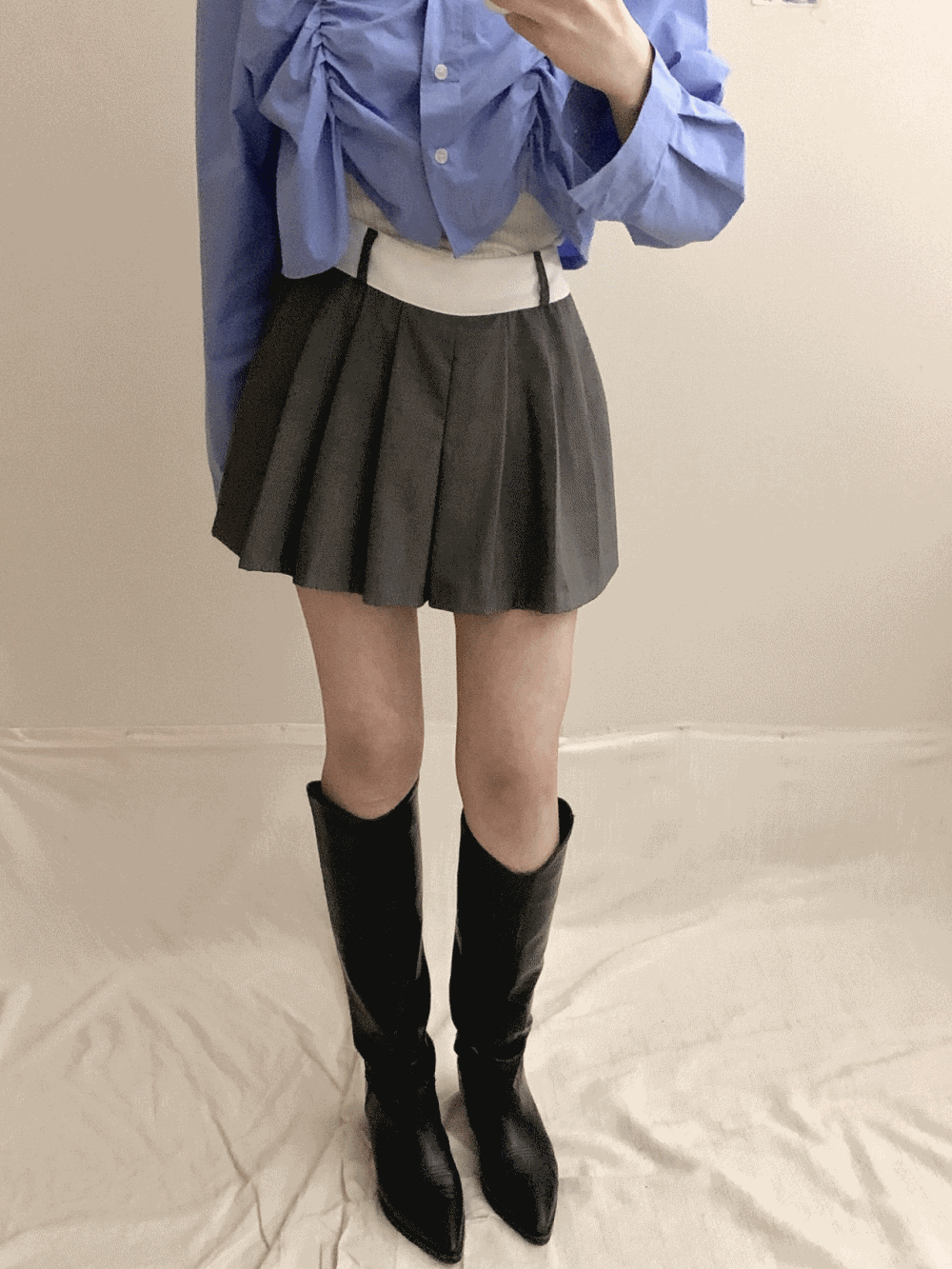 [Bottom] Frida Pleats Mini Skirt-pants / 2 colors