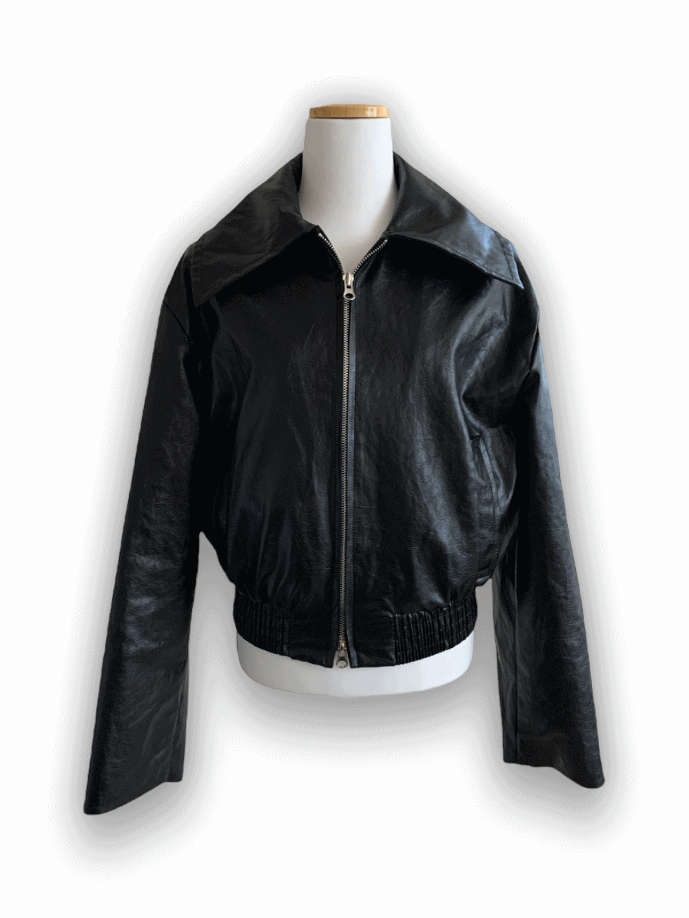 (재입고!) [Outer] Cropped Leather Jumper / one color