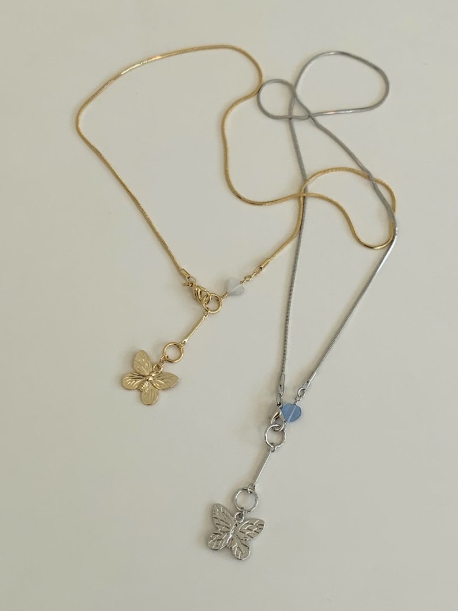 (주문폭주!) [Acc] Butterfly pearl necklace / 2 colors