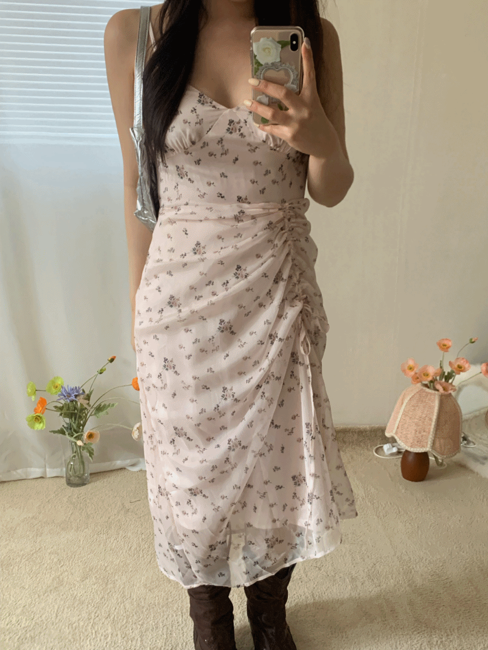 [Dress] Lovers chiffon shirring slip dress / 3 colors