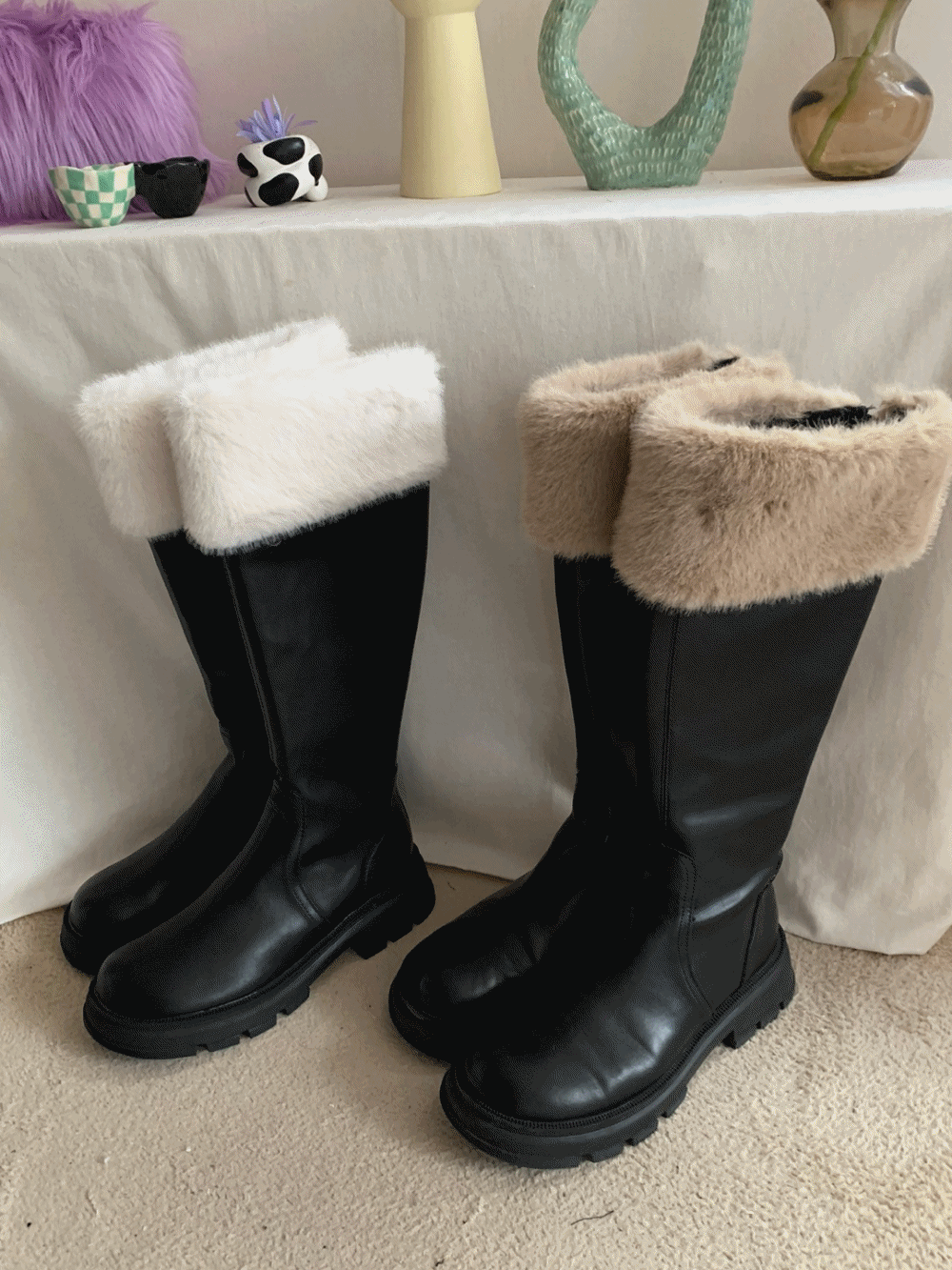 (재입고!) [Shoes] Mink Fur Walker Boots / 2 colors