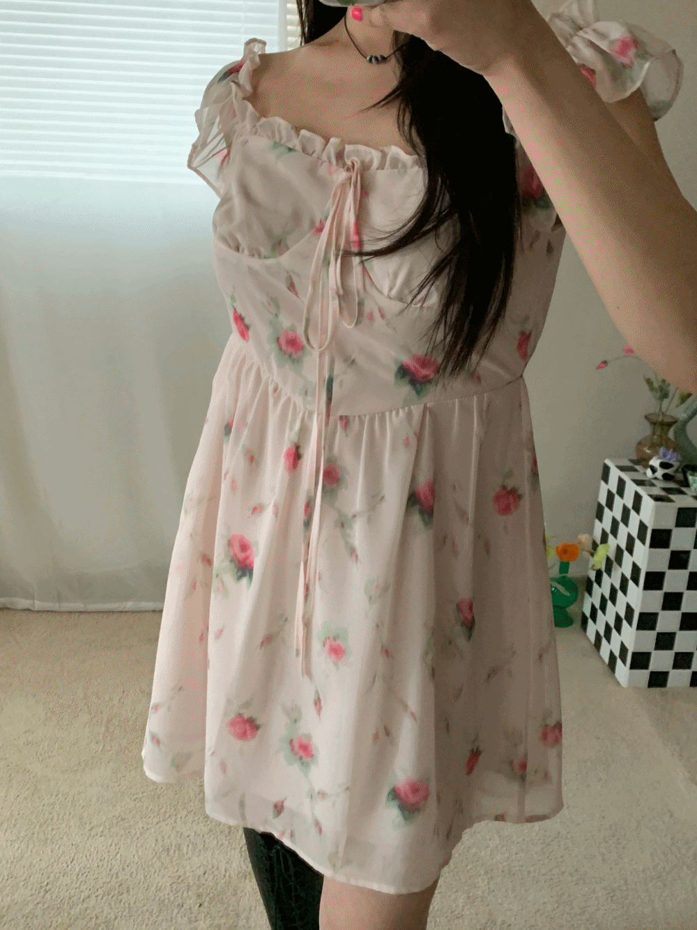 (재입고!) [Dress] Jenna Iris Ribbon Mini Dress / 2 colors