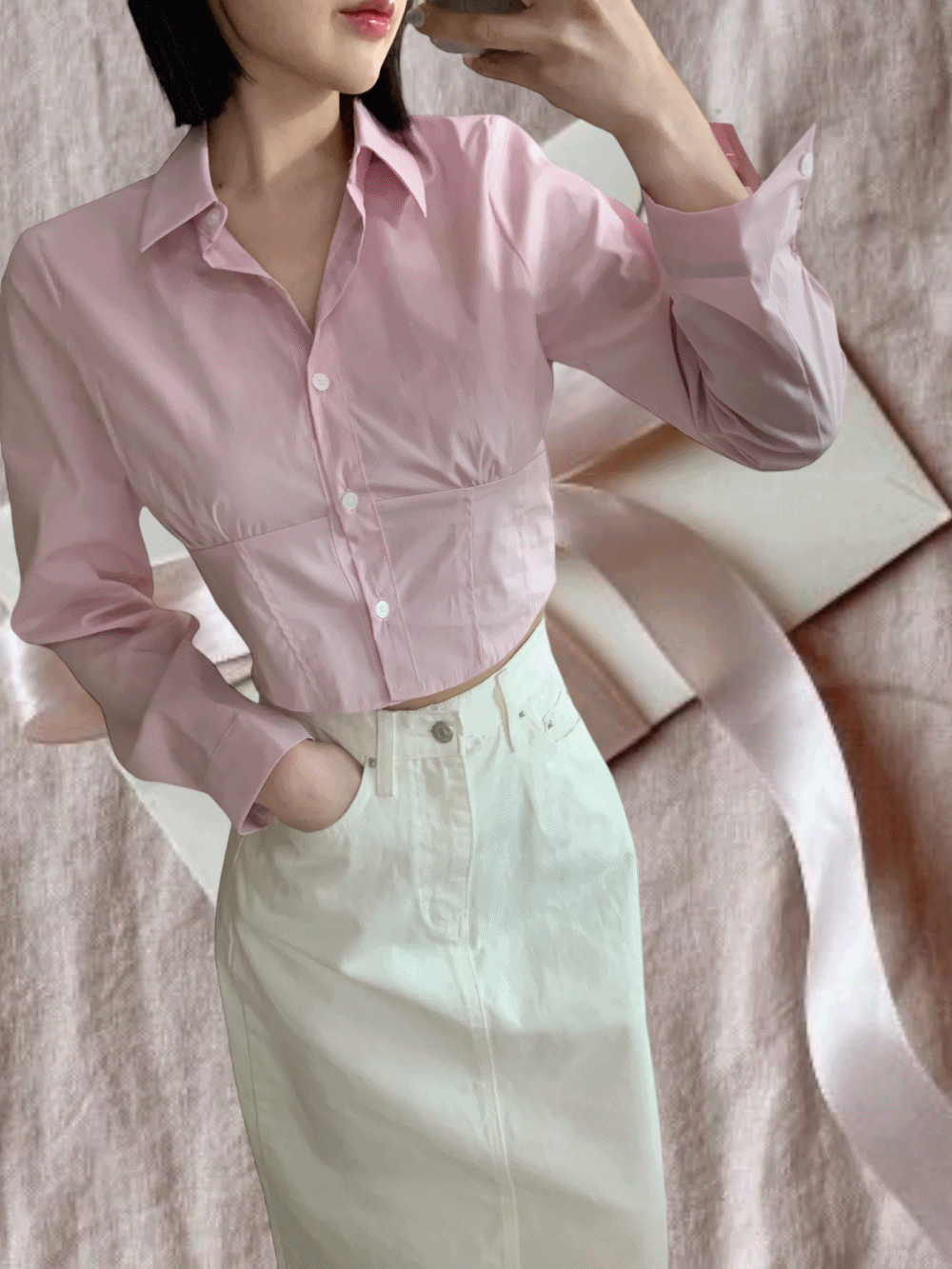 [Top] Maribel Cropped Shirts / 3 colors