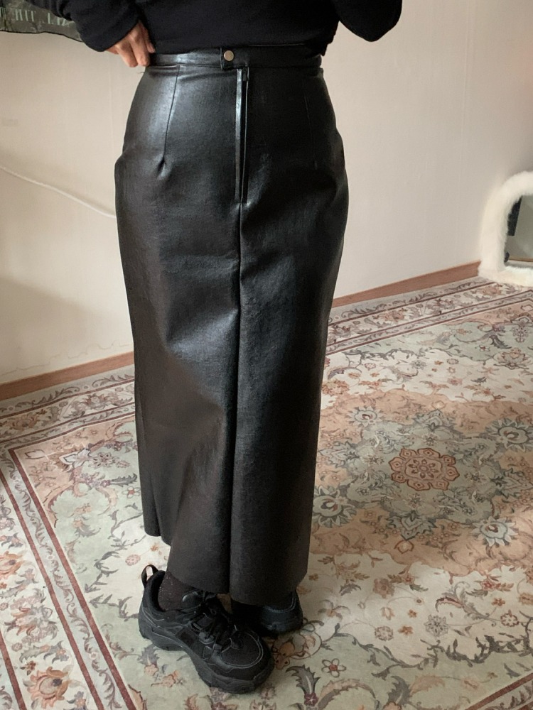 [Skirt] Cambrie leather skirt / 2 colors