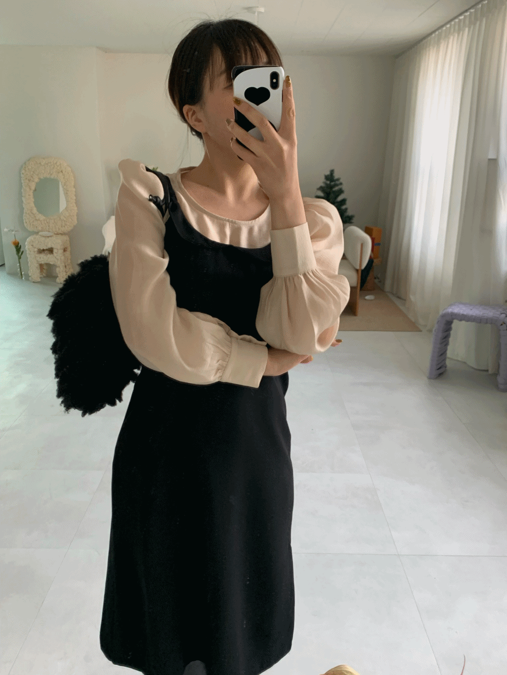 [Dress] Noir frill bustier dress / one color