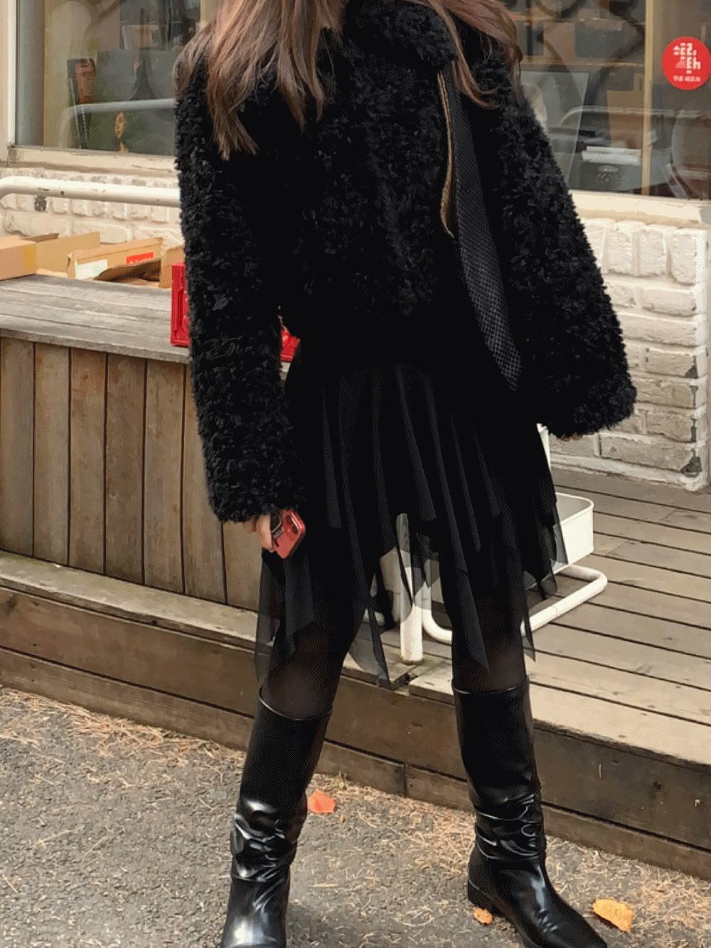 [Outer] Collar fur jacket / 2 colors