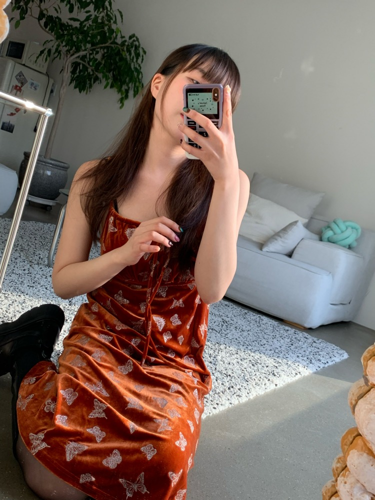 [Dress] Butterfly velvet dress / one color