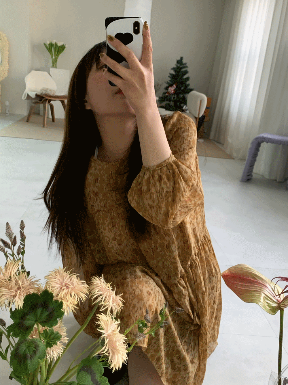 [Dress] Leopard chiffon mini dress / 2 colors