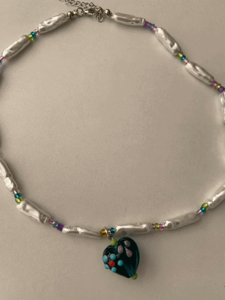 [Acc] Noir heart necklace / one color