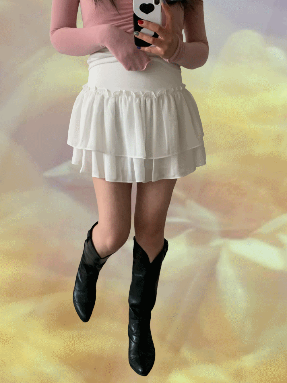[Skirt] Silky frill mini skirt / 2 colors