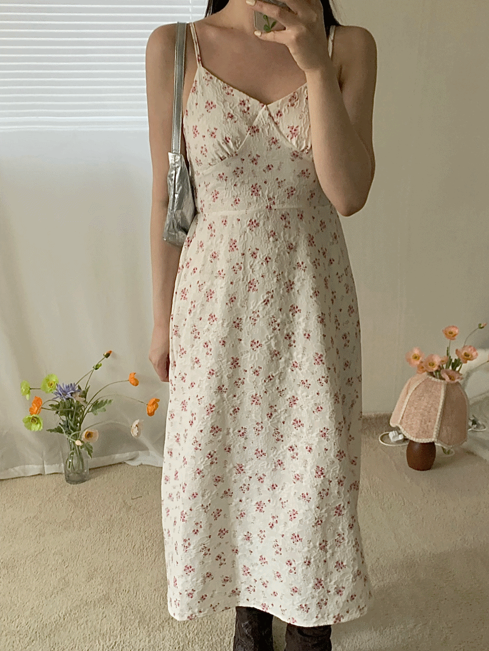 [Dress] Bouquet lace bustier dress / 2 colors