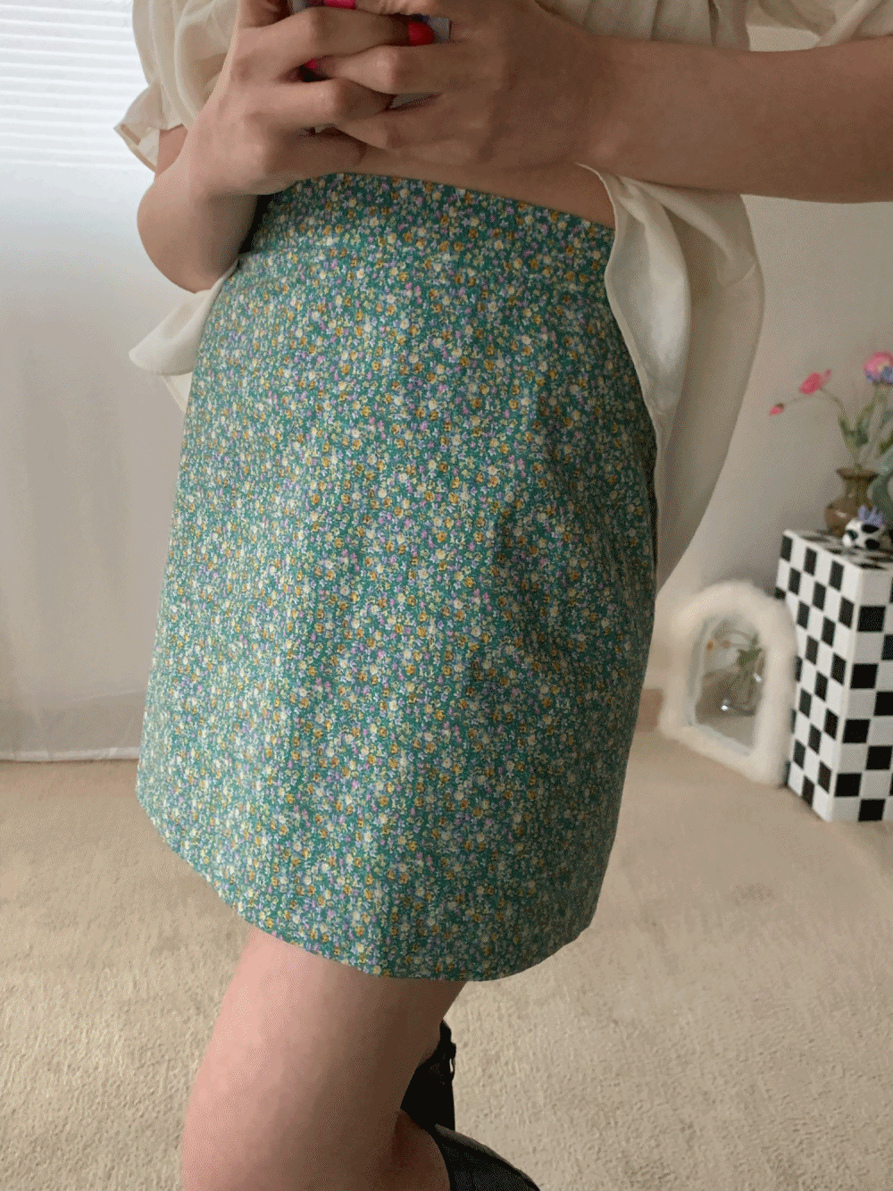 [Skirt] Leena flower mini skirt / 3 colors