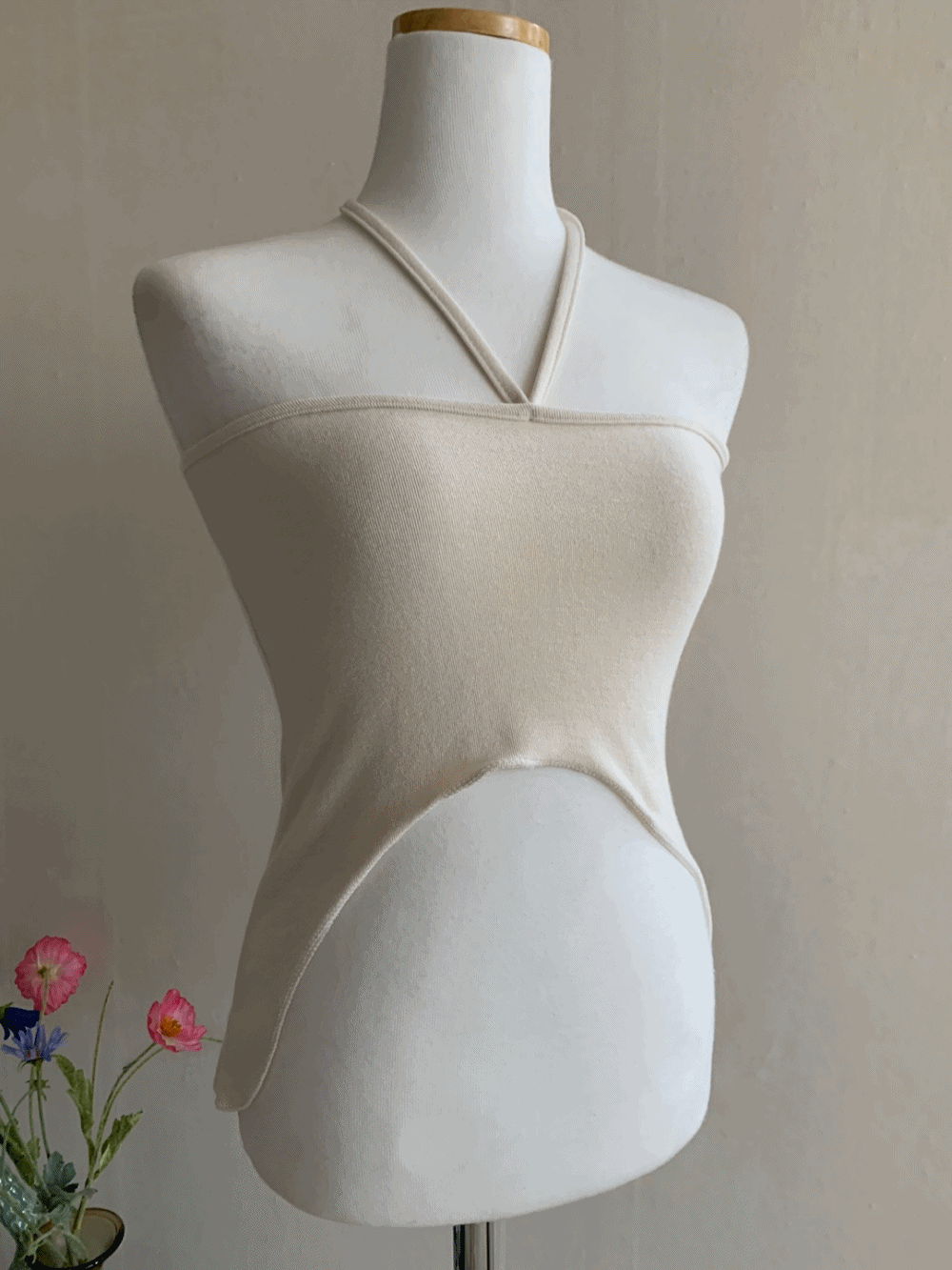 [Innerwear] Blanchet shirring halter bustier / 2 colors