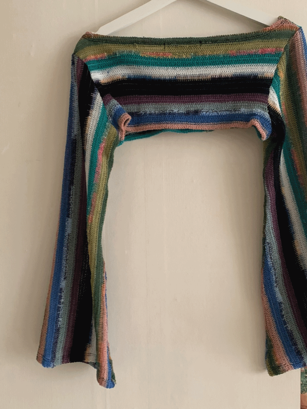 [Top] Mermaid stripe bolero knit / one color