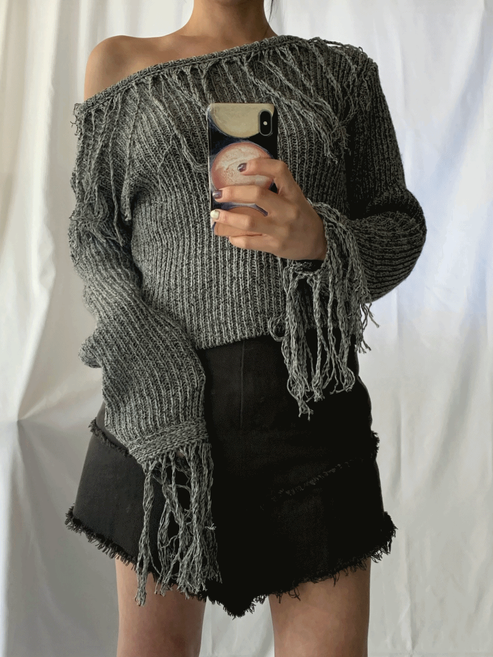 [PREMIUM] [Top] Ribbed Wool Fringe Knit / 3 colors