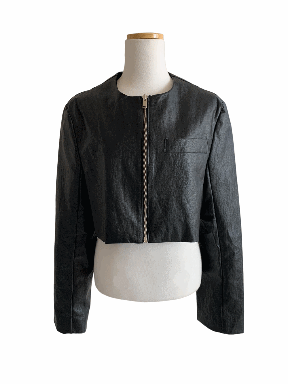 [Outer] Pocket Leather Cropped Jacket / 3 colors
