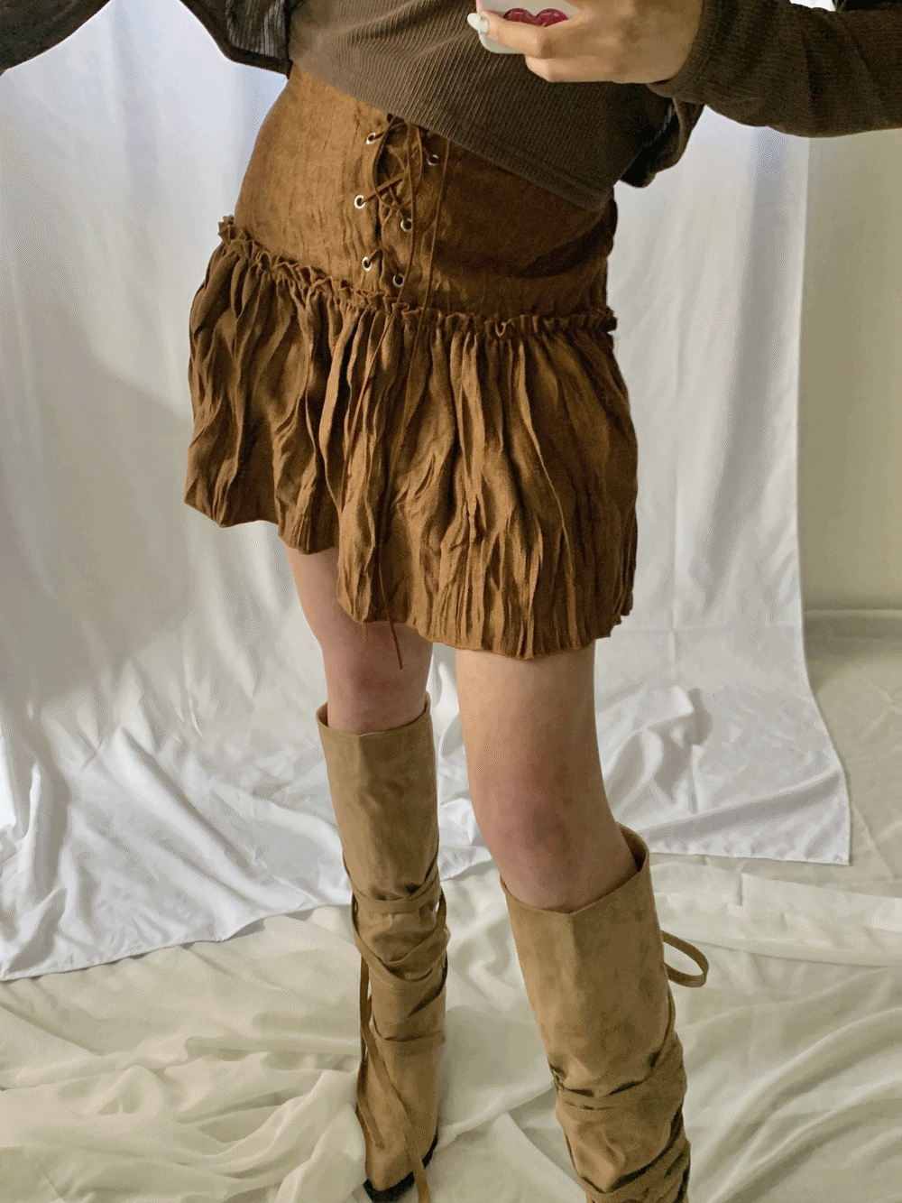 [Skirt] Amber Eyelet Wrinkle Skirt / 2 colors