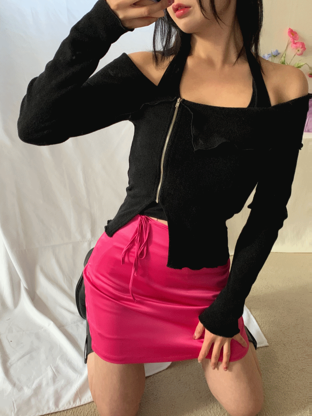 [Skirt] Silhouette Satin Mini Skirt / 2 colors