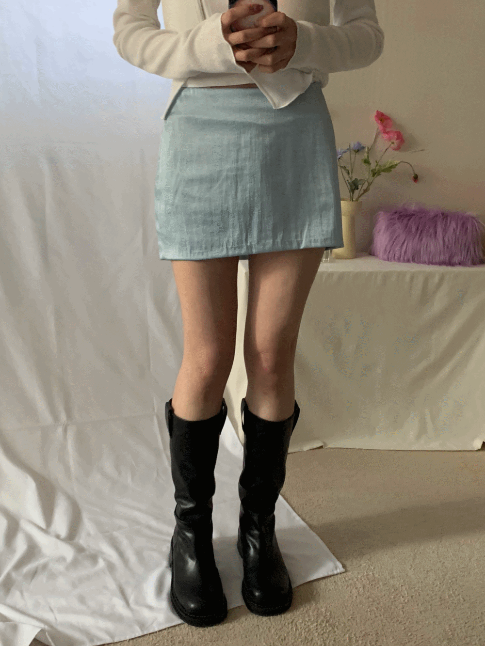 [Skirt] Anna Satin Mini Skirt / 2 colors