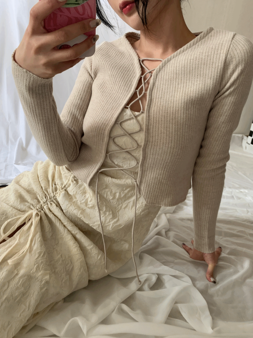 [Outer] Hazel May Eyelet Cardigan / one color