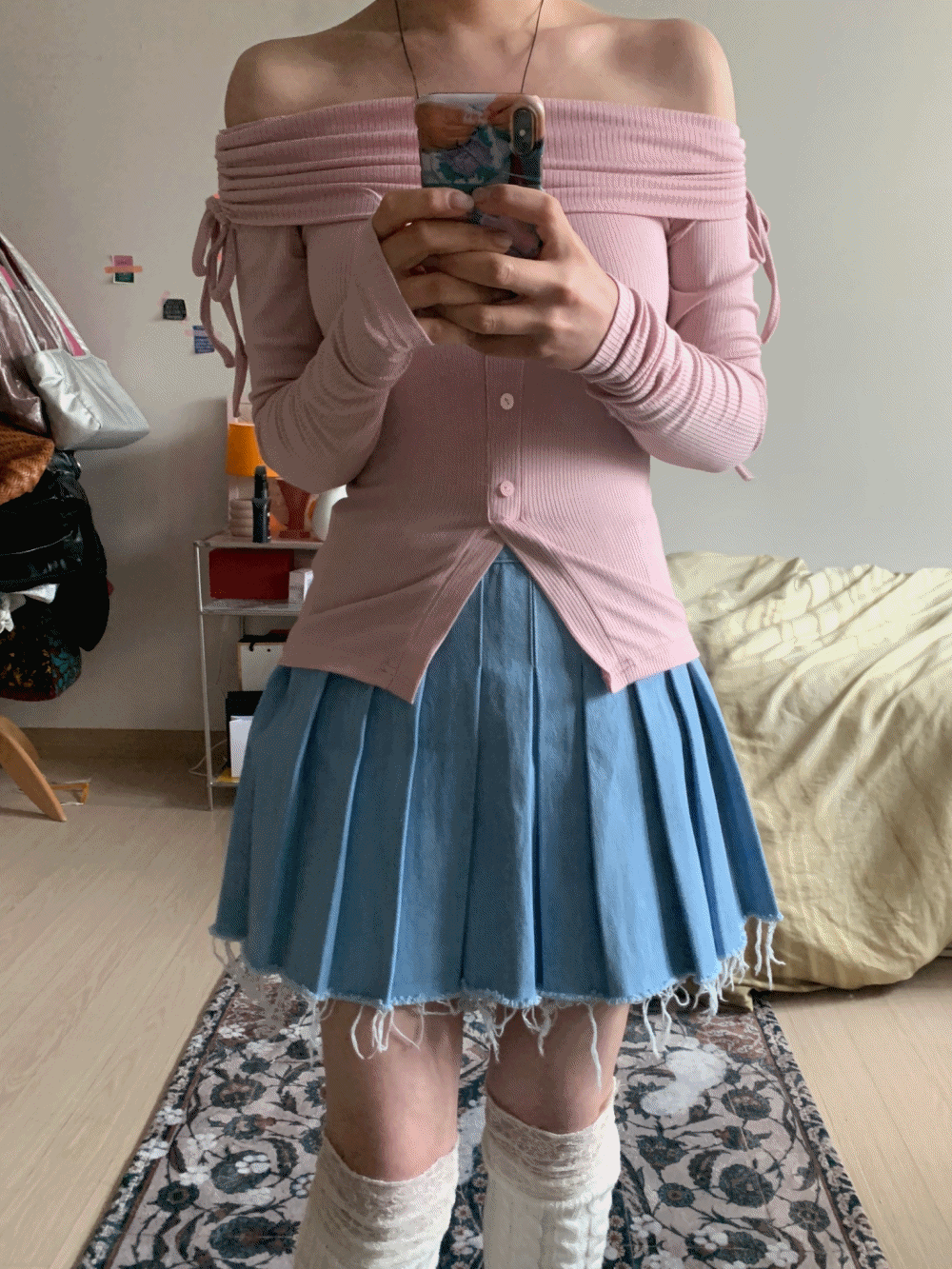 [PREMIUM] [Skirt] Mellow Denim Pleats Mini Skirt / 2 colors
