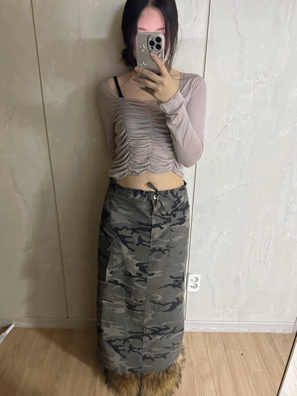 [PREMIUM] [Skirt] Camouflage Maxi Cargo Skirt / one color
