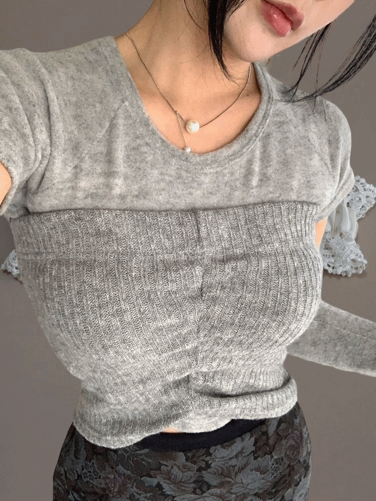[Top/ Innerwear] Shirring Knit Top / 3 colors