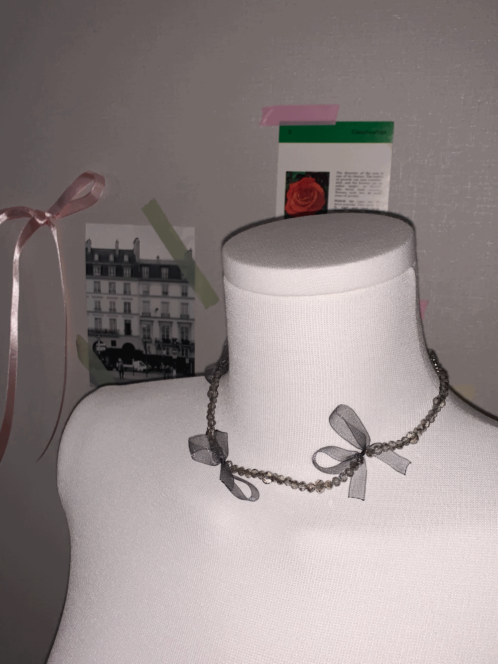 [Acc] Grape Ribbon Chiffon Choker Necklace / one color