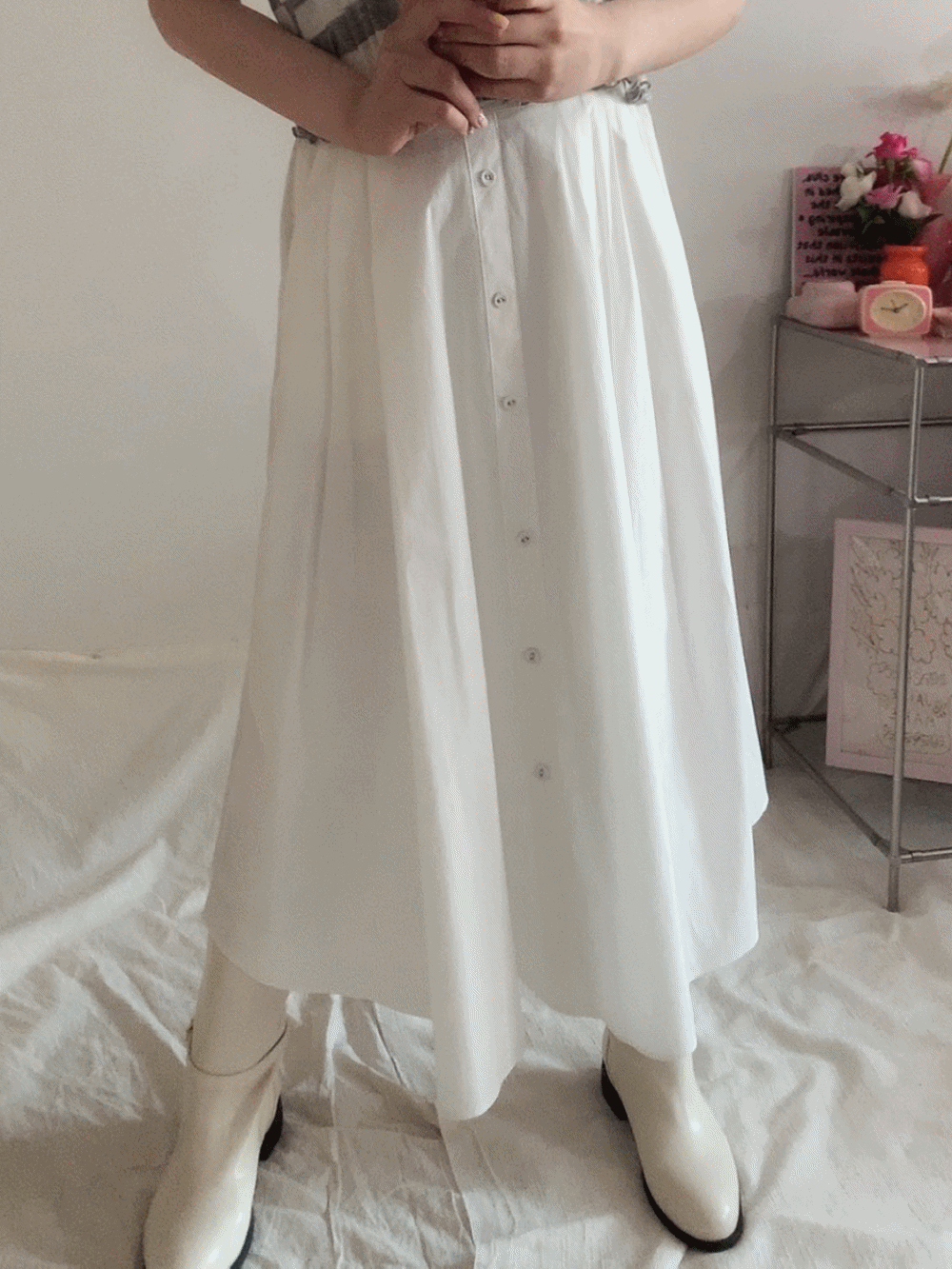 [Bottom] Wensy Button Skirt / one color
